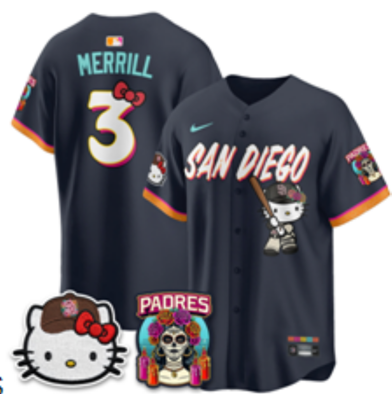 Men San Diego Padres #3 Merrill blue MLB Jersey 0831005->san diego padres->MLB Jersey